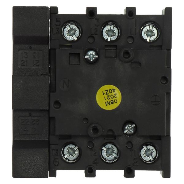 On-Off switch, P1, 40 A, flush mounting, 3 pole, 1 N/O, 1 N/C, with black thumb grip and front plate image 21
