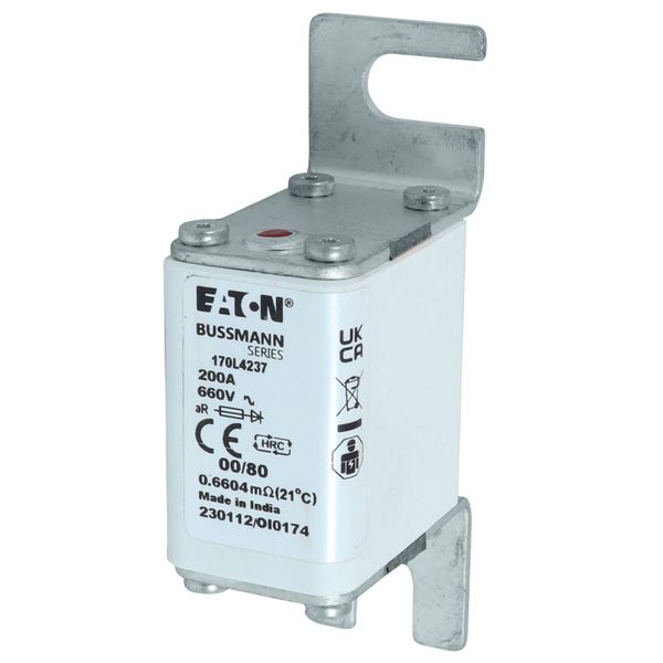 Fuse-link, high speed, 200 A, AC 660 V, size 00, 30 x 51 x 98 mm, aR, DIN, IEC, single indicator image 17