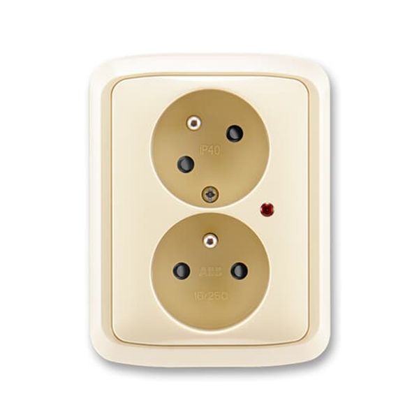 5593A-C02357 C Double socket outlet with earthing pins, shuttered, with turned upper cavity, with surge protection image 1