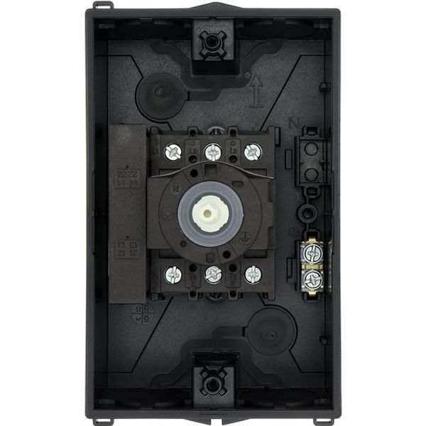 Main switch, P1, 25 A, surface mounting, 3 pole, 1 N/O, 1 N/C, STOP function, With black rotary handle and locking ring, Lockable in the 0 (Off) posit image 4