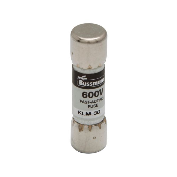 Eaton Bussmann series KLM fuse, 600 Vac, 600 Vdc, 7A, 100 kAIC at 600 Vac, 50 kAIC at 600 Vdc, Non Indicating, Fast acting, Melamine tube, Nickel-plated bronze endcap image 4