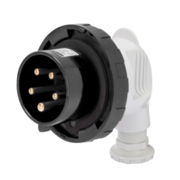 90° PLUG - IP67 - 3P+E 32A 480-500V 50/60HZ - BLACK - 7H - SCREW WIRING image 1