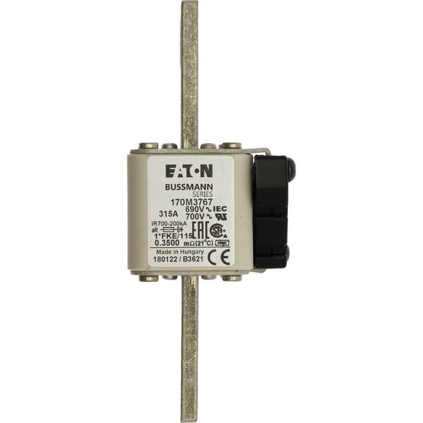 Fuse-link, high speed, 315 A, AC 690 V, compact size 1, 45 x 59 x 148 mm, aR, IEC, UL, single indicator image 14