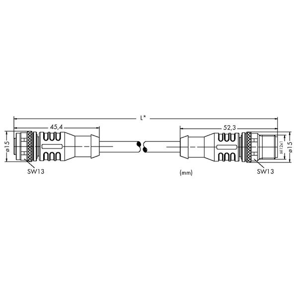 System bus cable M12B socket straight M12B plug straight yellow image 2