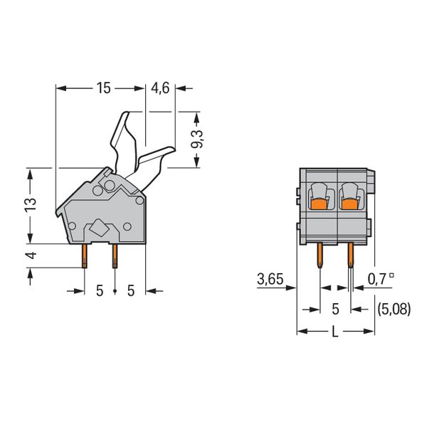 PCB terminal block finger-operated levers 2.5 mm² gray image 4