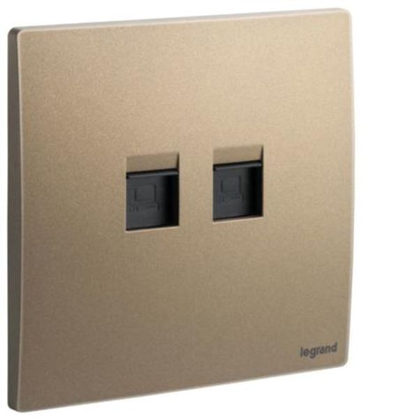 Double RJ45 socket outlet category 5E UTP dark bronze image 1