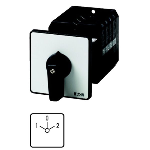 Reversing switches, T5B, 63 A, rear mounting, 3 contact unit(s), Contacts: 5, 60 °, maintained, With 0 (Off) position, 1-0-2, Design number 8401 image 1