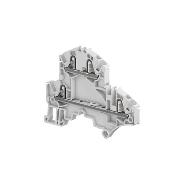 MODULAR TERMINAL BLOCKS, FEED-THROUGH, PI-SPRING TERMINAL BLOCK, GRAY, PRODUCT SPACING .205 IN [5.2 MM], 4 POSITION, DIN RAIL image 1