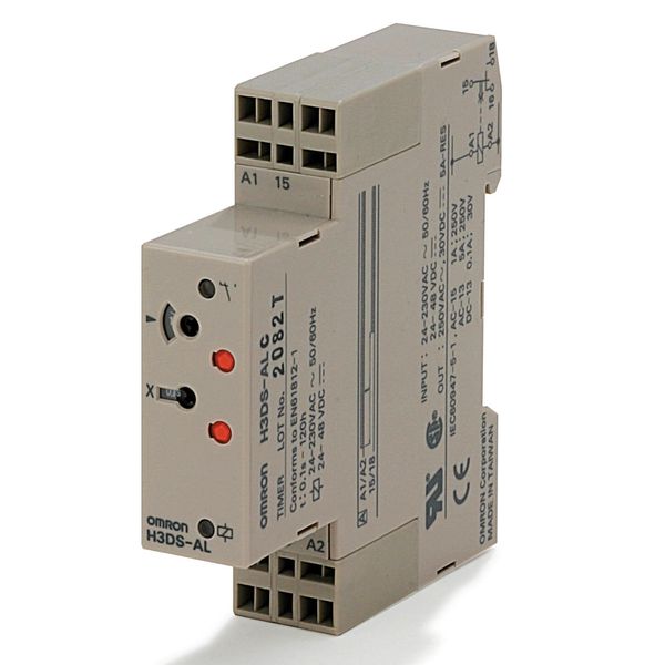 Timer, DIN rail mounting, 17.5 mm, 24-230 VAC/24-48 VDC, on-delay, 0.1 image 1