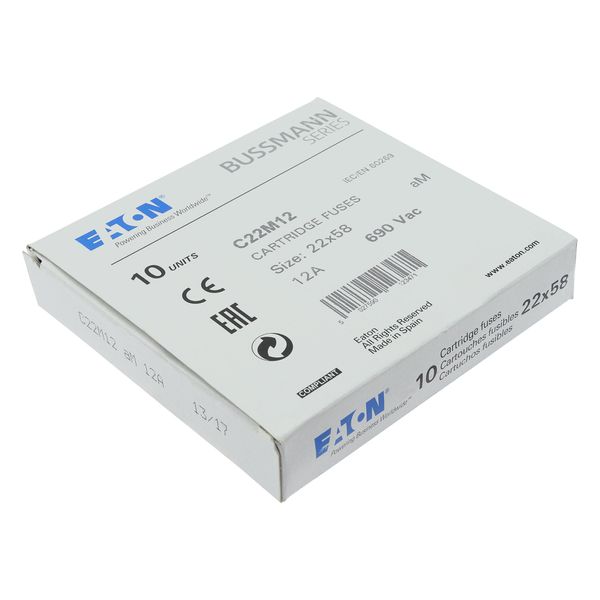 Fuse-link, LV, 12 A, AC 690 V, 22 x 58 mm, aM, IEC image 15