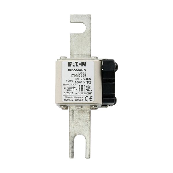 Fuse-link, high speed, 400 A, AC 690 V, compact DIN 1, 45 x 58 x 134 mm, aR, DIN, IEC, type K indicator, 110 mm centres image 11