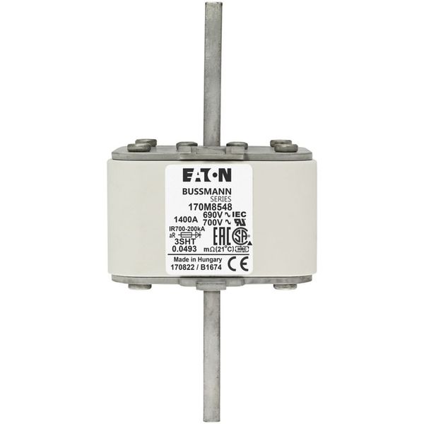 Fuse-link, high speed, 1400 A, AC 690 V, size 3, 76 x 76 x 150 mm, aR, IEC, single indicator image 6