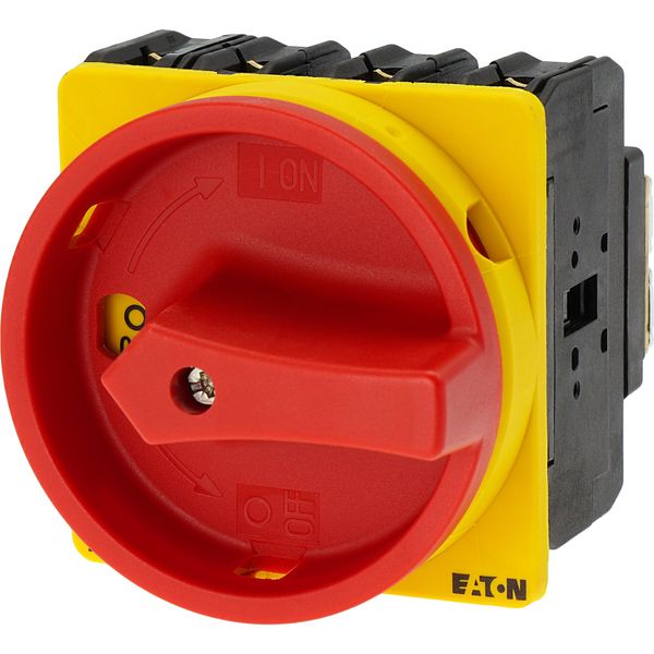 Main switch, P3, 63 A, flush mounting, 3 pole + N, Emergency switching off function, With red rotary handle and yellow locking ring, Lockable in the 0 image 10