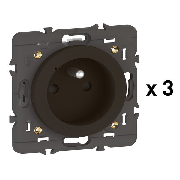 Pack 3 connected power sockets Céliane with Netatmo 16A 3680W consumption measurement and monitoring - graphite without plate image 1