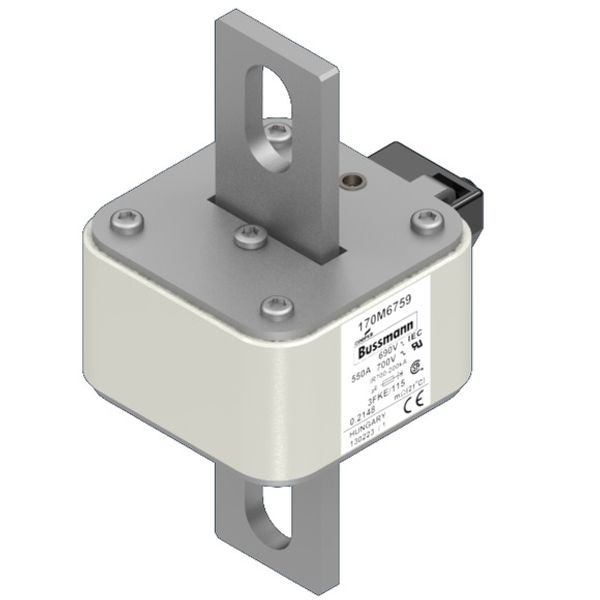 Fuse-link, high speed, 550 A, AC 690 V, size 3, 76 x 92 x 139 mm, aR, IEC, UL, single indicator image 9