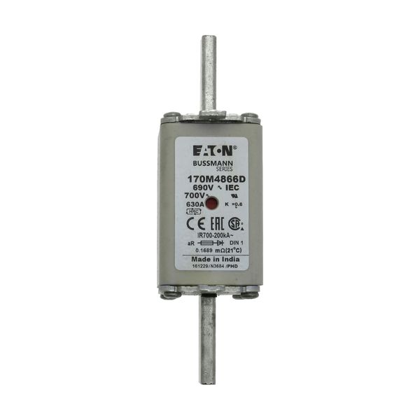 Fuse-link, high speed, 630 A, AC 690 V, DIN 1, aR, DIN, IEC, dual indicator, live gripping lugs image 7