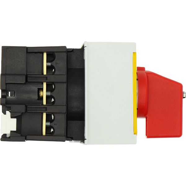 On-Off switch, P1, 32 A, service distribution board mounting, 3 pole, Emergency switching off function, with red thumb grip and yellow front plate image 23