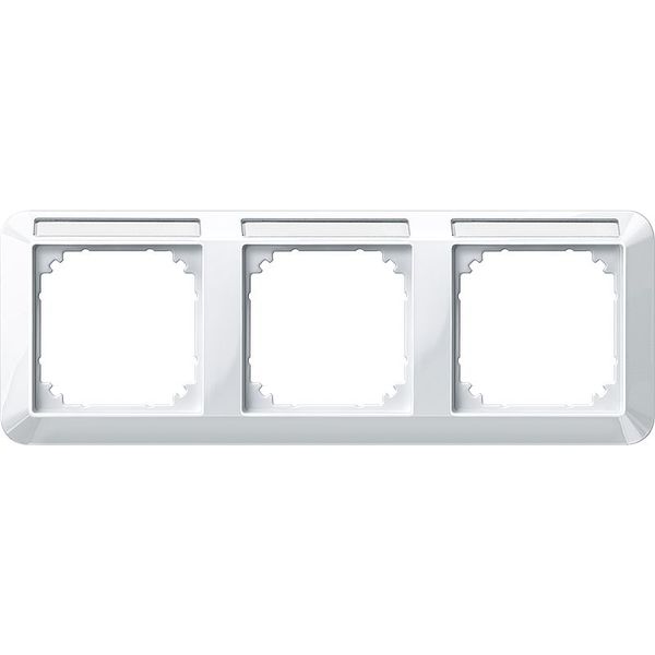 1-M frame, 3f. m. label holder, horizontal installation, polar white glossy image 1