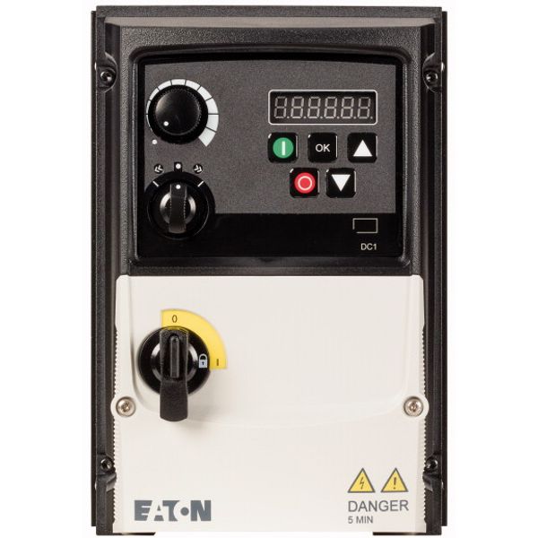 Variable frequency drive, 230 V AC, 1-phase, 2.3 A, 0.37 kW, IP66/NEMA 4X, Radio interference suppression filter, 7-digital display assembly, Local co image 1