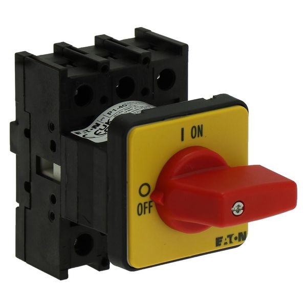 On-Off switch, P1, 40 A, flush mounting, 3 pole, Emergency switching off function, with red thumb grip and yellow front plate image 8