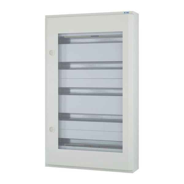 Complete surface-mounted flat distribution board with window, grey, 24 SU per row, 5 rows, type C image 1