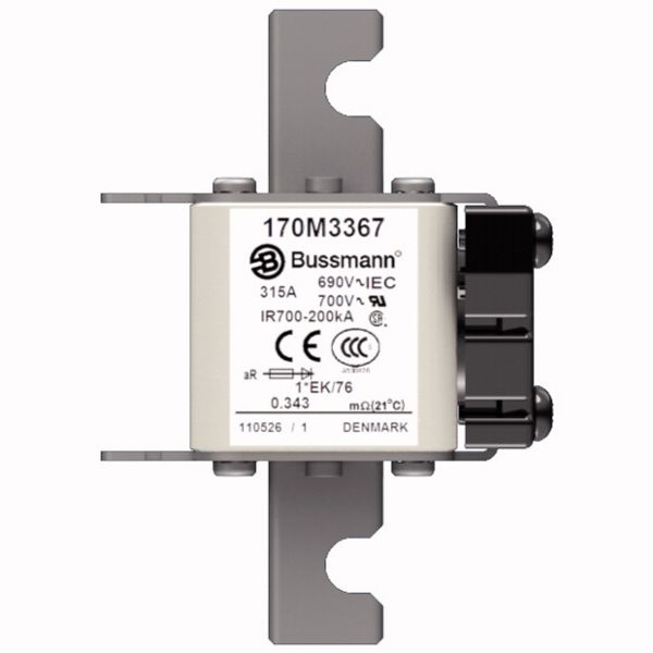 Fuse-link, high speed, 315 A, AC 690 V, compact size 1, 45 x 59 x 102 mm, aR, IEC, UL, single indicator image 1