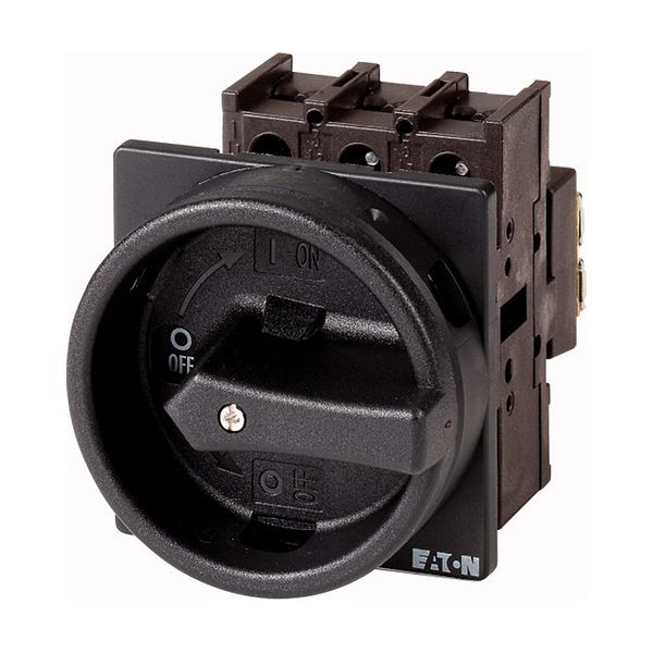Main switch, P1, 25 A, flush mounting, 3 pole, 2 N/O, 2 N/C, STOP function, With black rotary handle and locking ring image 5