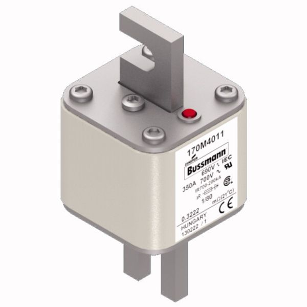 Fuse-link, high speed, 350 A, AC 690 V, DIN 1, 53 x 53 x 108 mm, aR, DIN, IEC, single indicator image 3