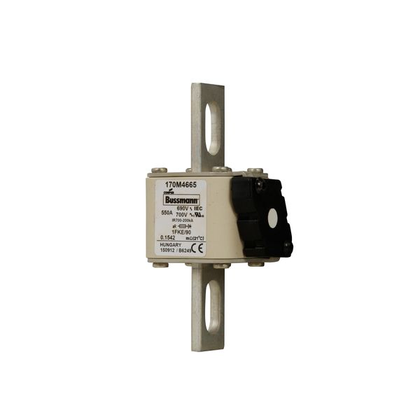 Fuse-link, high speed, 550 A, AC 690 V, size 1, 53 x 69 x 136 mm, aR, IEC, UL, type K indicator, 90 mm centers image 5