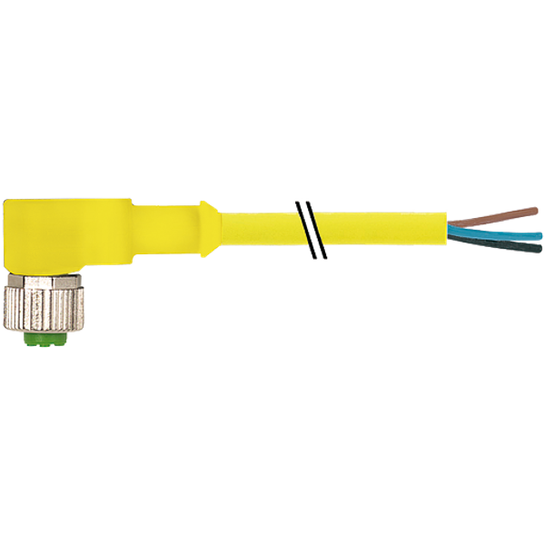 M12 female 90° A-cod. with cable AIDA PUR 5x0.34 ye UL/CSA+drag ch. 3m image 1