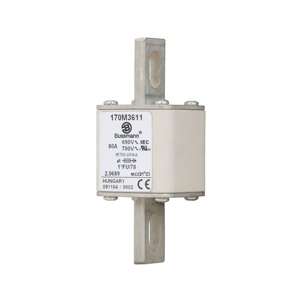 Fuse-link, high speed, 80 A, AC 690 V, compact size 1, 45 x 45 x 110 mm, aR, IEC, UL image 10