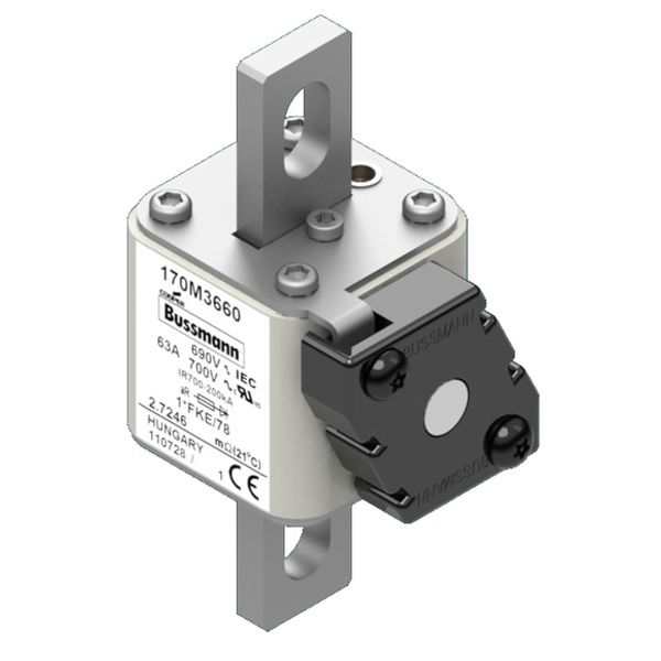 Fuse-link, high speed, 63 A, AC 690 V, compact size 1, 45 x 59 x 110 mm, aR, IEC, UL, single indicator image 5