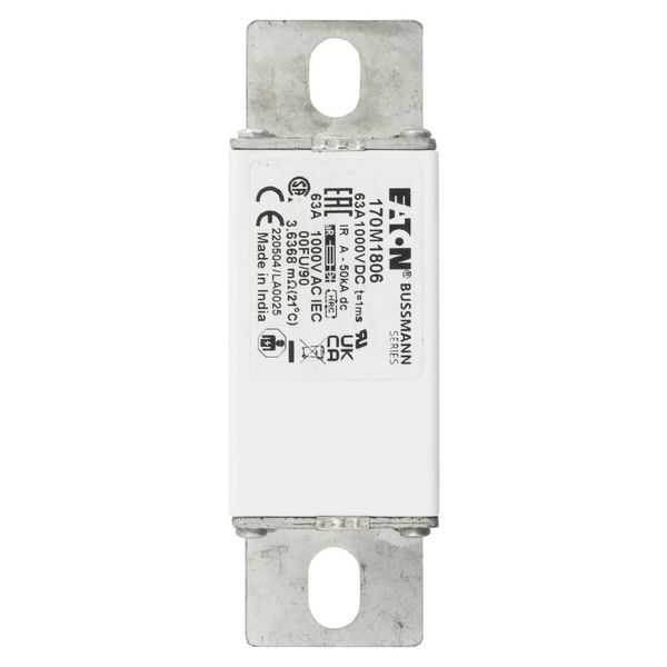 Fuse-link, high speed, 63 A, DC 1000 V, size 000, 24 x 36 x 115 mm, aR, IEC image 8