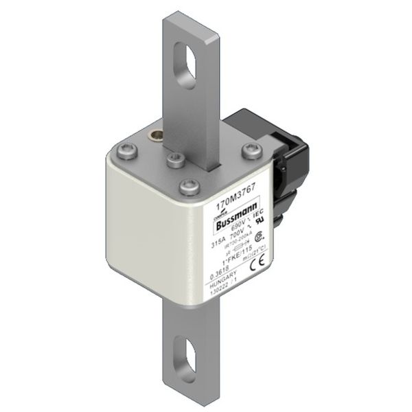 Fuse-link, high speed, 315 A, AC 690 V, compact size 1, 45 x 59 x 148 mm, aR, IEC, UL, single indicator image 2