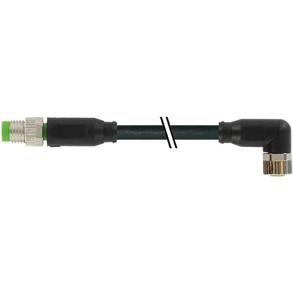 M8 male 0° / M8 female 90° A-cod. PUR 3x0.25 bk UL/CSA+drag ch. 3m image 1