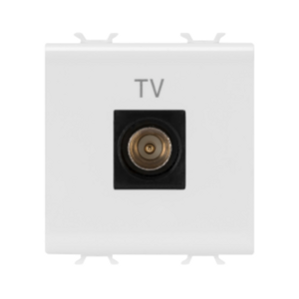 COAXIAL TV SOCKET-OUTLET, CLASS A SHIELDING - IEC MALE CONNECTOR 9,5mm - DIRECT  - 2 MODULE - GLOSSY WHITE - CHORUSMART image 1