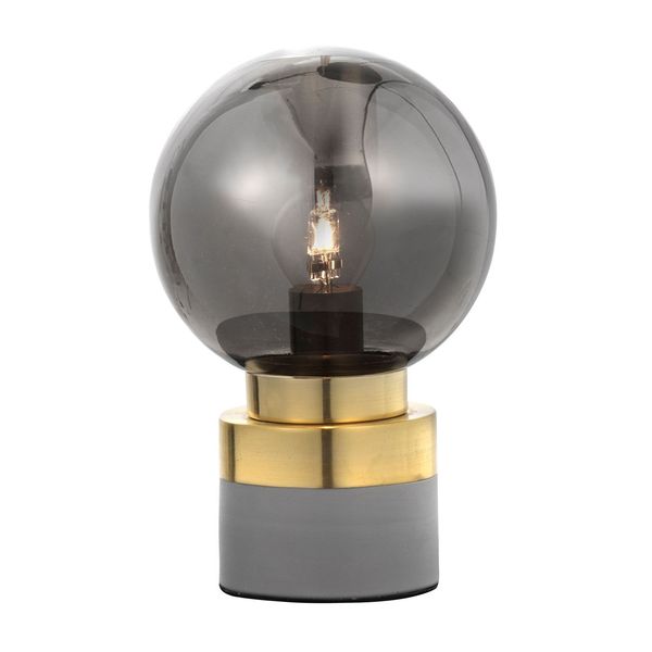 Smoky Glass Brass & Gray Metal Base LED E14 1x5 Watt 230 Volt IP20 Bulb Excluded D: 15 W: 10 H: 24 cm image 1