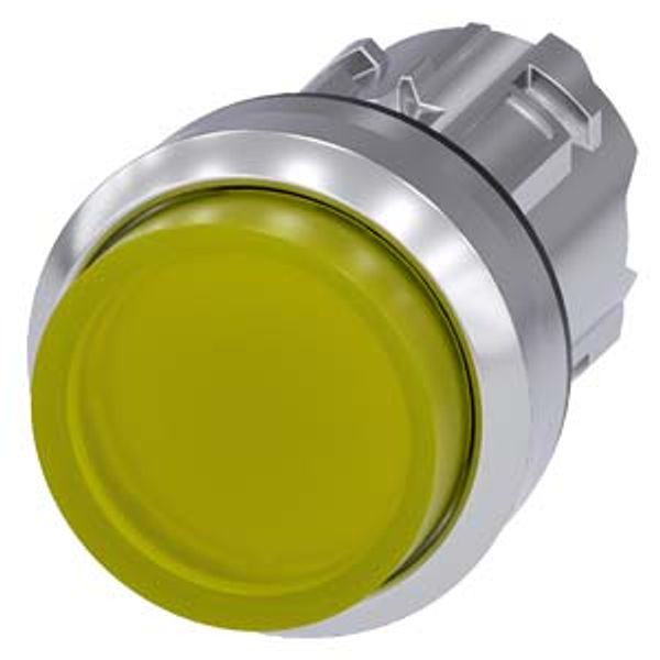 Illuminated pushbutton, 22 mm, round, metal, shiny, yellow, pushbutton,  3SU1051-0BB30-0AA0-Z X90 image 2