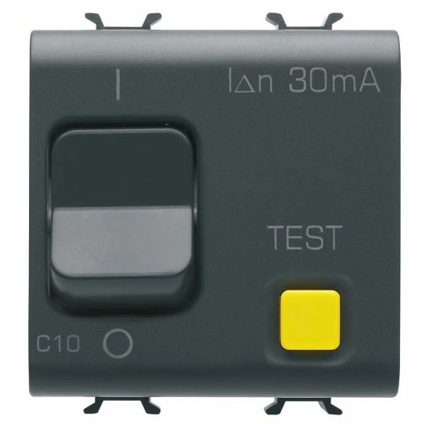 RESIDUAL CURRENT BREAKER WITH OVERCURRENT PROTECTION - C CHARACTERISTIC - CLASS A - 1P+N 10A 230Vac 30mA - 2 MODULES - SATIN BLACK - CHORUSMART image 2