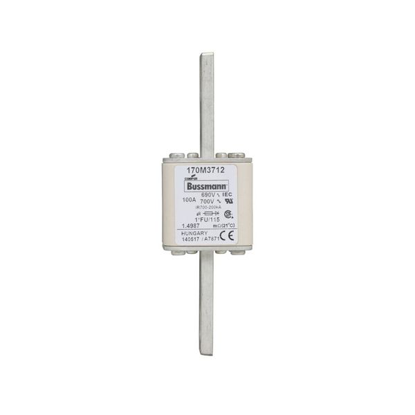 Fuse-link, high speed, 100 A, AC 690 V, compact size 1, 45 x 45 x 148 mm, aR, IEC, UL image 4