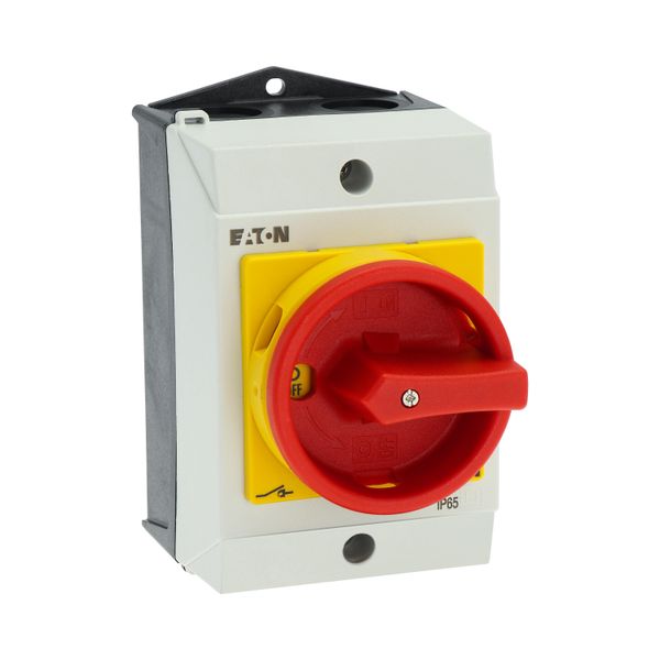 Main switch, P1, 32 A, surface mounting, 3 pole, Emergency switching off function, With red rotary handle and yellow locking ring image 27