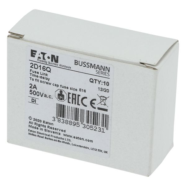 Fuse-link, LV, 2 A, AC 500 V, D1, gR, IEC, fast acting image 12