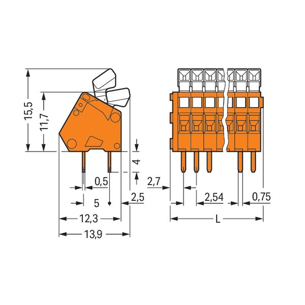 PCB terminal block push-button 0.5 mm² orange image 5