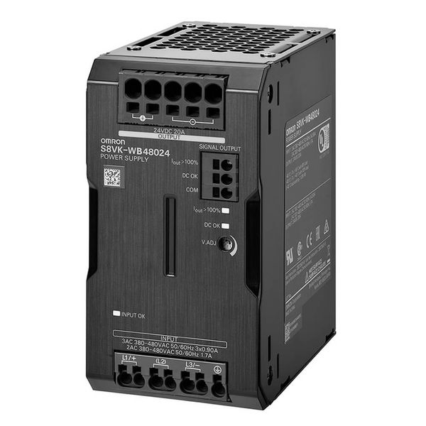 3-phase power supply, 400 VAC, 480 W, 24 VDC, 20 A, DIN rail mounting image 1