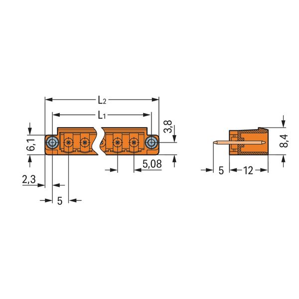 THT male header 1.2 x 1.2 mm solder pin straight orange image 2