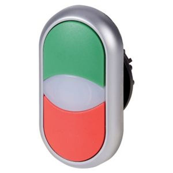 Double actuator pushbutton, RMQ-Titan, Actuators and indicator lights non-flush, momentary, White lens, green, red, Blank, Bezel: titanium image 8