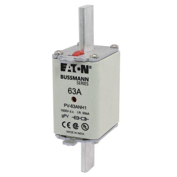 Fuse-link, high speed, 63 A, DC 1000 V, NH1, gPV, UL PV, UL, IEC, dual indicator image 12