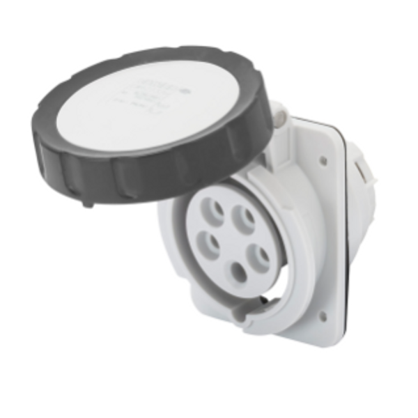 10° ANGLED FLUSH-MOUNTING SOCKET-OUTLET HP - IP66/IP67 - 3P+N+E 32A 480-500V 50/60HZ - BLACK - 7H - SCREW WIRING image 1