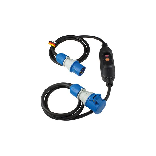 CEE extensions Heavy-duty rubber cable • Extension with RCD protection 30mA• RCD with undervoltage release as protection against electric voltage• 1x CEE plug 230 V, 16 A, 3-pole• 1x CEE connector 230 V, 16 A, 3-pole with flap lid image 1