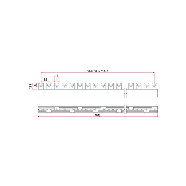 C-Busbar 3-pole, no break-out, 16mmý image 2